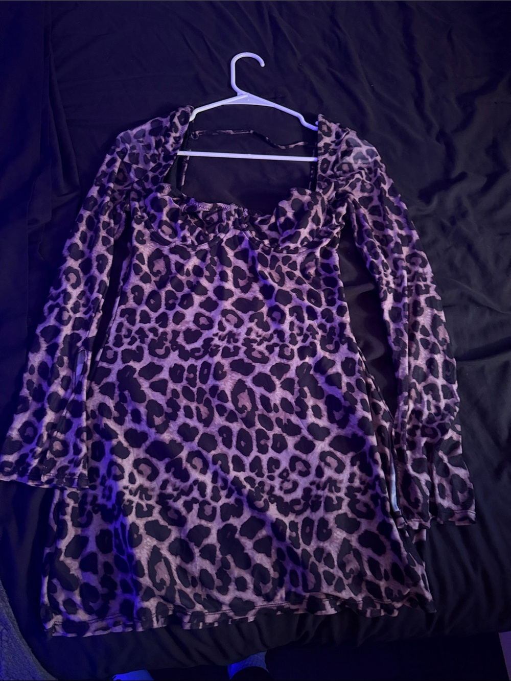 SHEIN Purple Leopard Print Strapless Dress